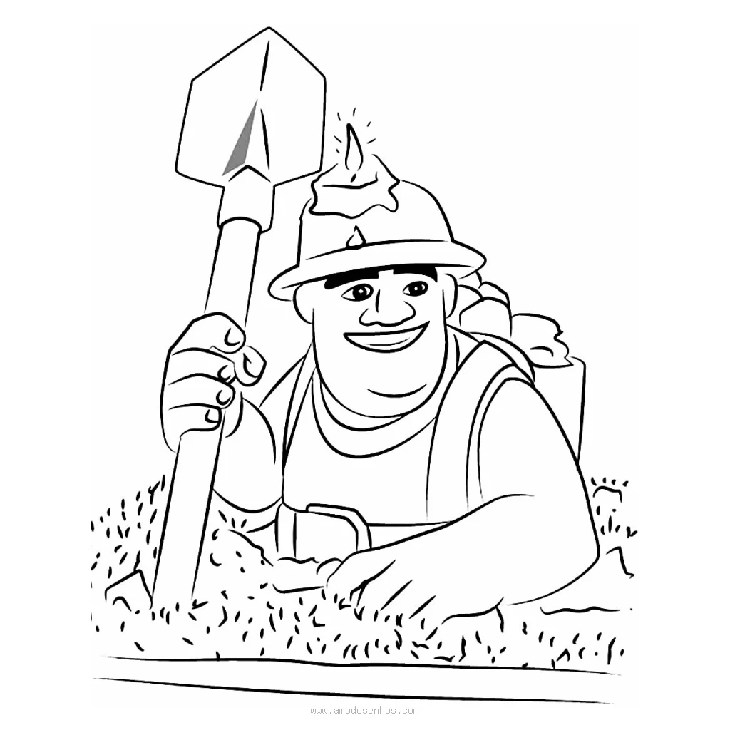 Desenho de Personagem Mineiro do Clash Royale para colorir e imprimir grátis