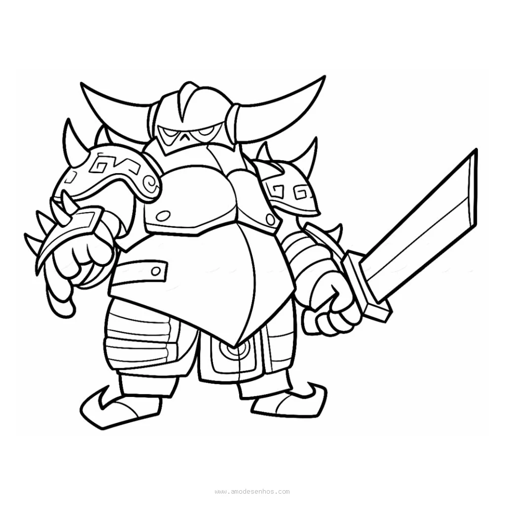 Desenho de Personagem Pekka do Clash Royale para colorir e imprimir grátis