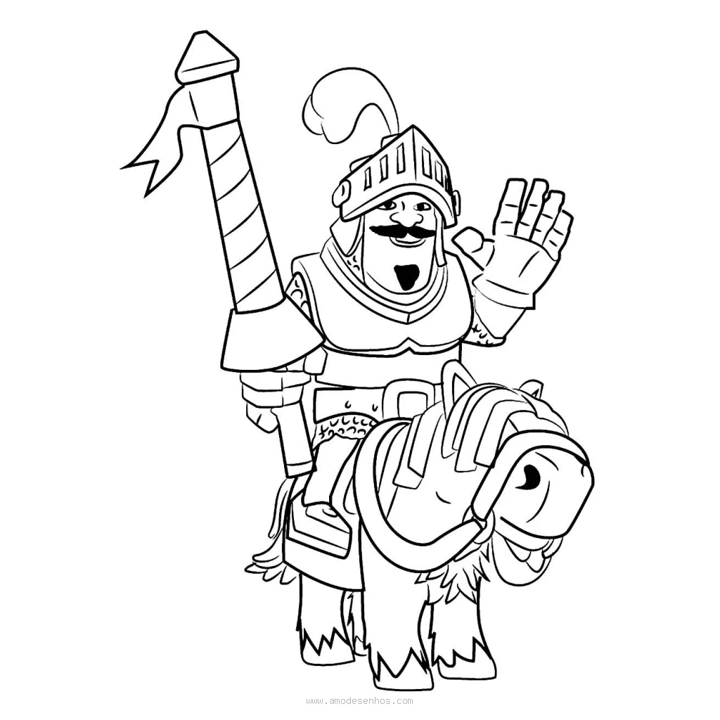 Desenho de Personagem Príncipe do Clash Royale para colorir e imprimir grátis