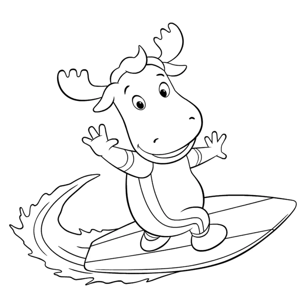 Desenho de Personagem Tyrone Backyardigans surfando para colorir e imprimir grátis