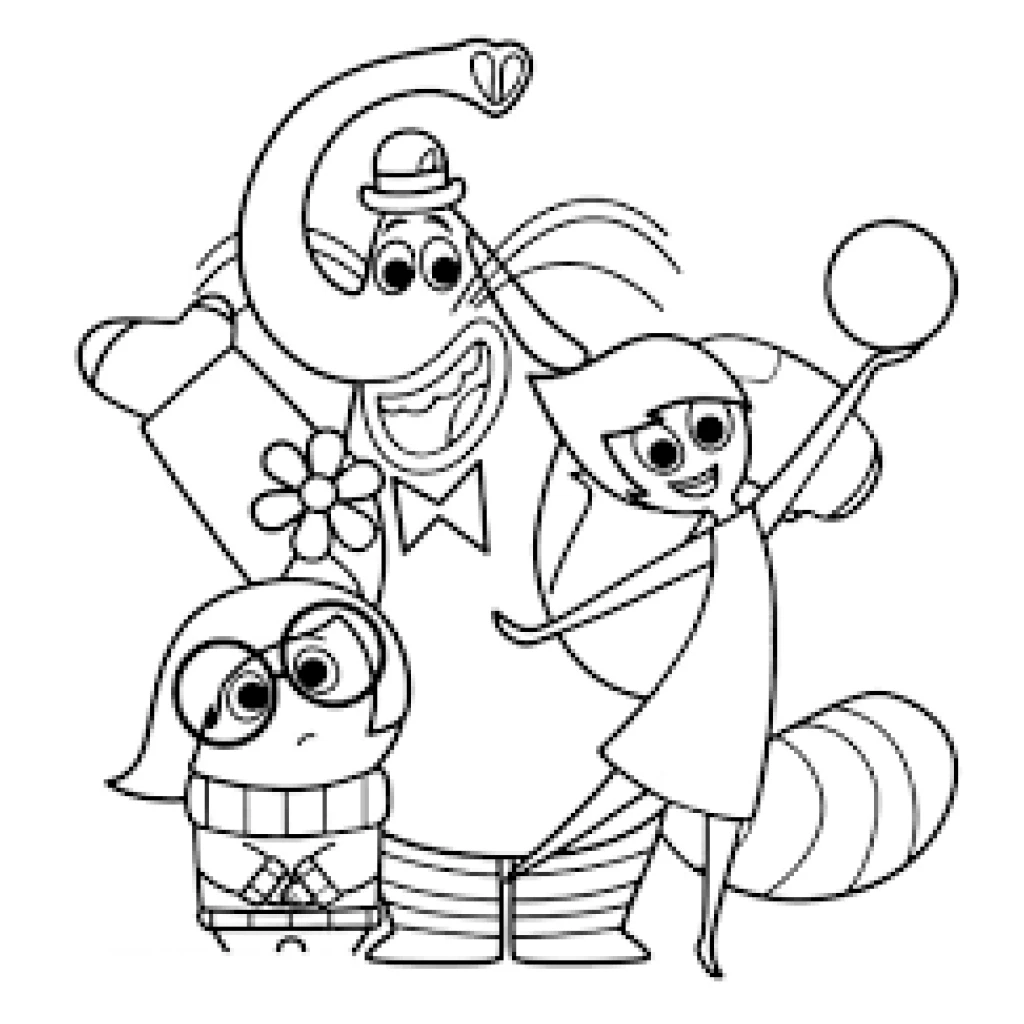 Desenho de Personagens divertidamente Alegria Tristeza para colorir e imprimir grátis