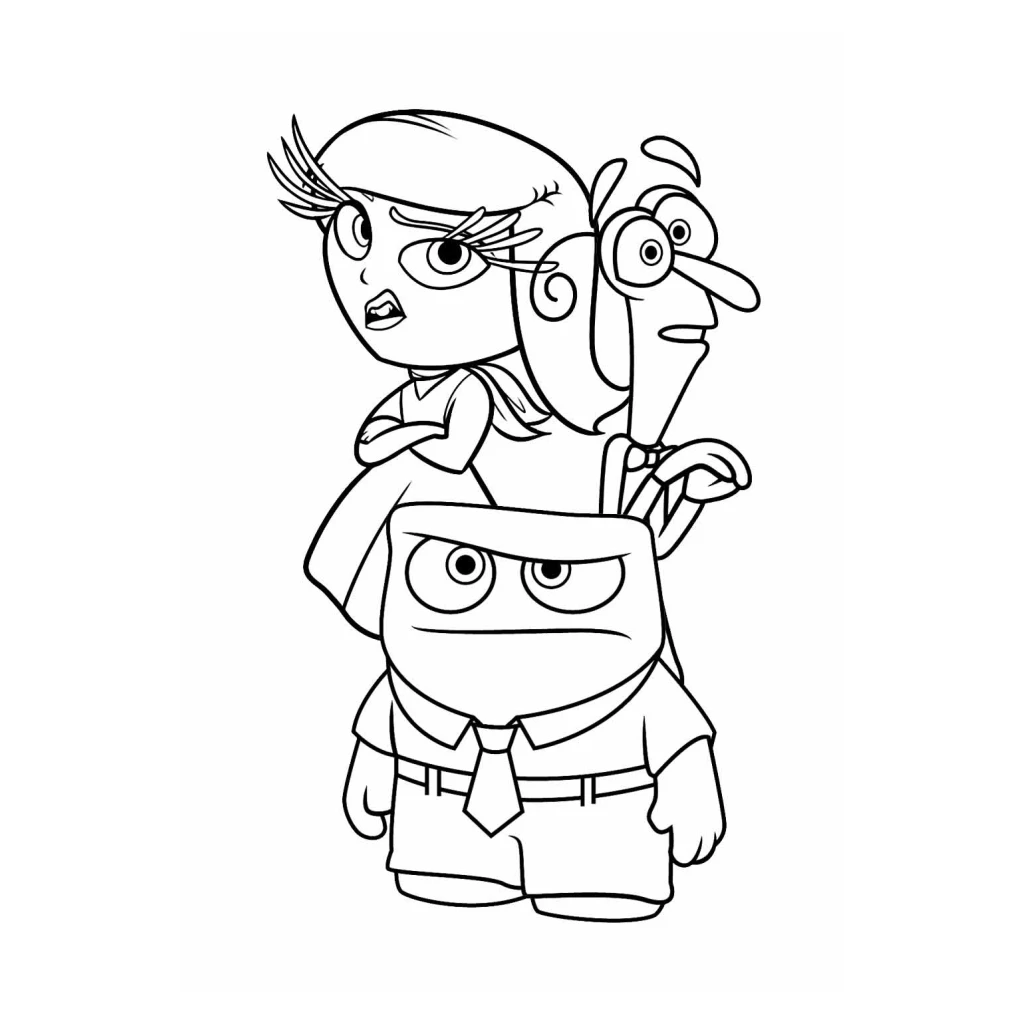 Desenho de Personagens divertidamente Aletria Raiva e Medo para colorir e imprimir grátis