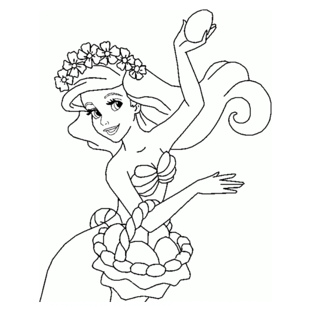 Desenho de Princesa Ariel Encantada para colorir e imprimir grátis