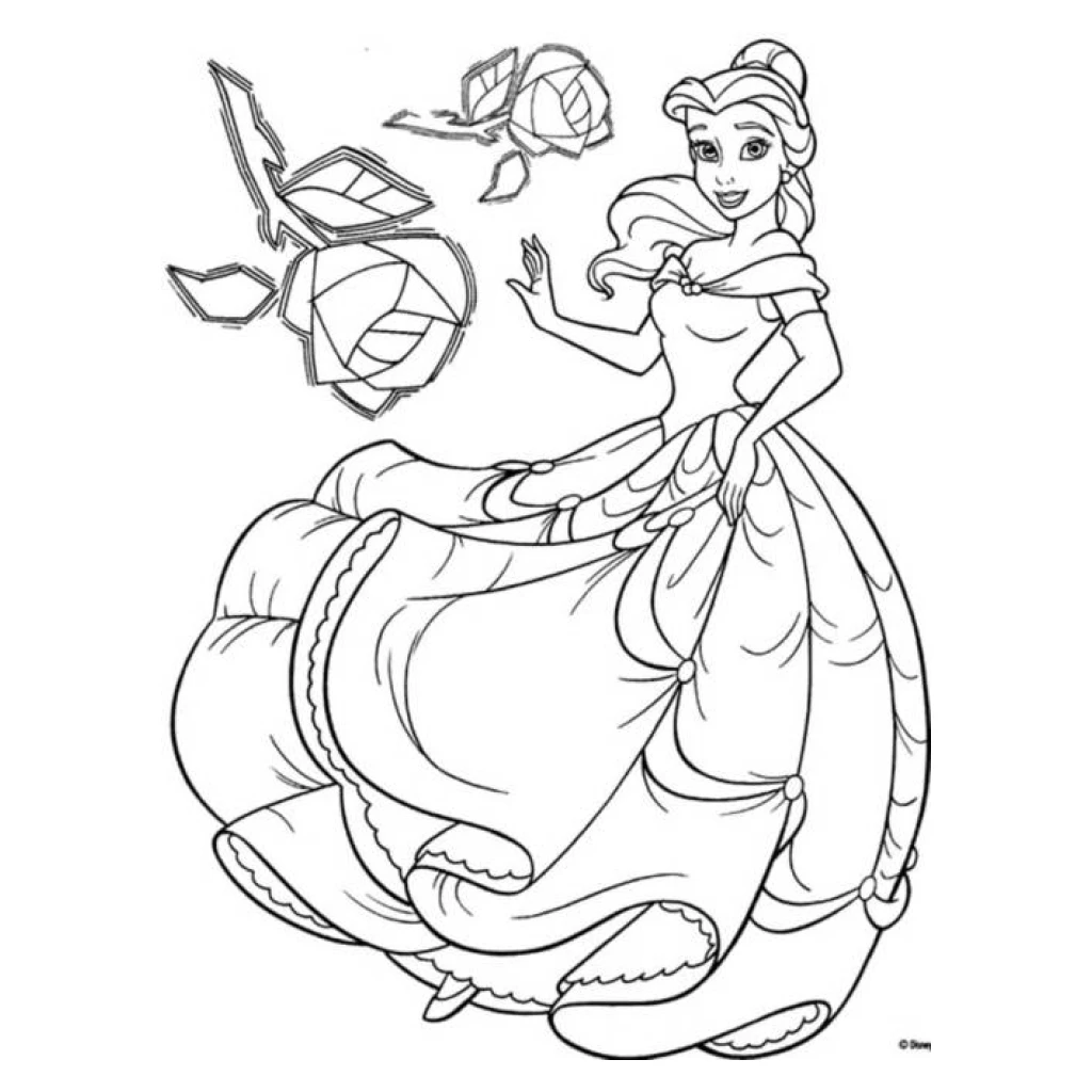 Color The Princess With Roses coloring page to print for free