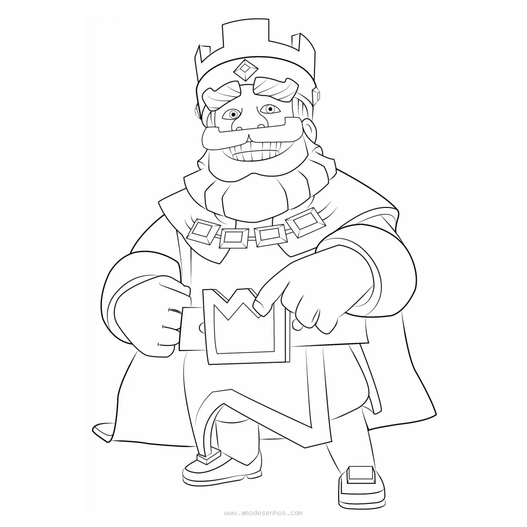 Desenho de Rei do jogo Clash Royale para colorir e imprimir grátis