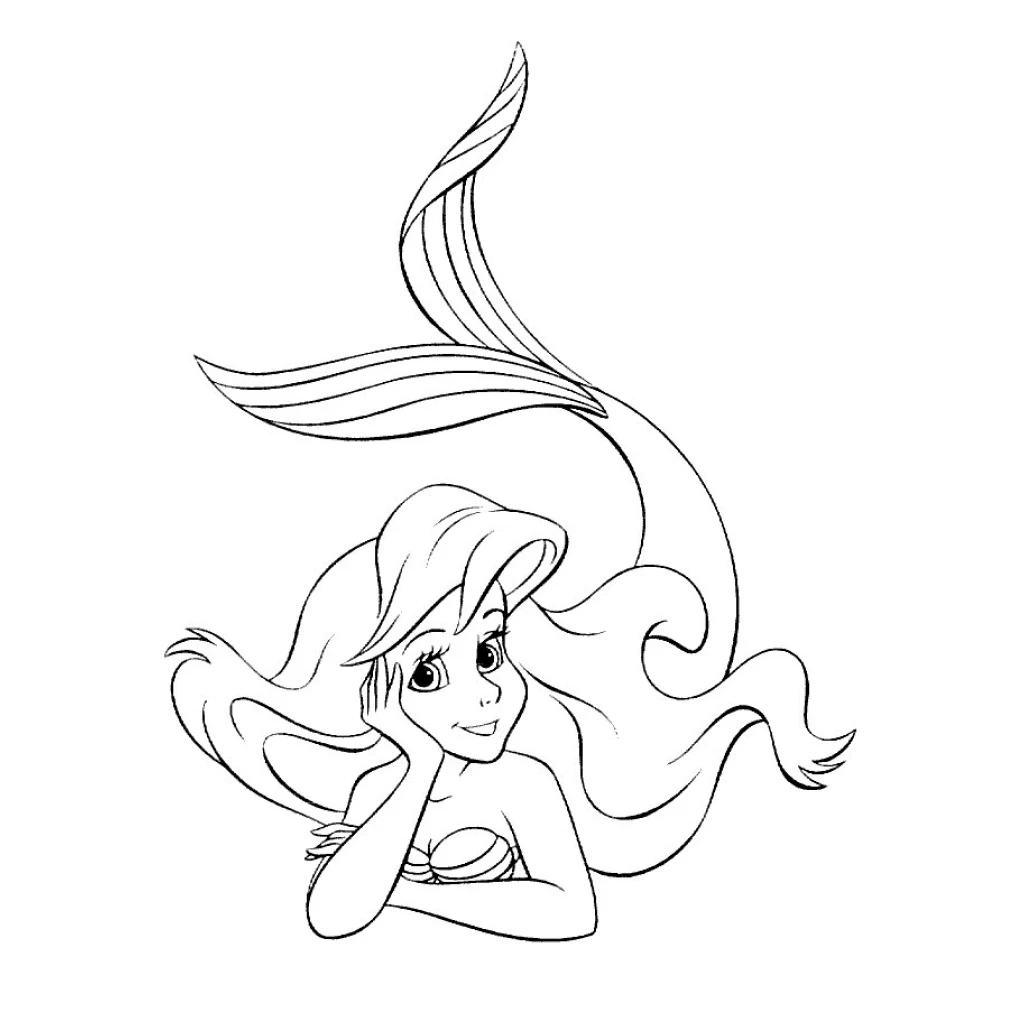 Desenho de Sereia Ariel para colorir e imprimir grátis