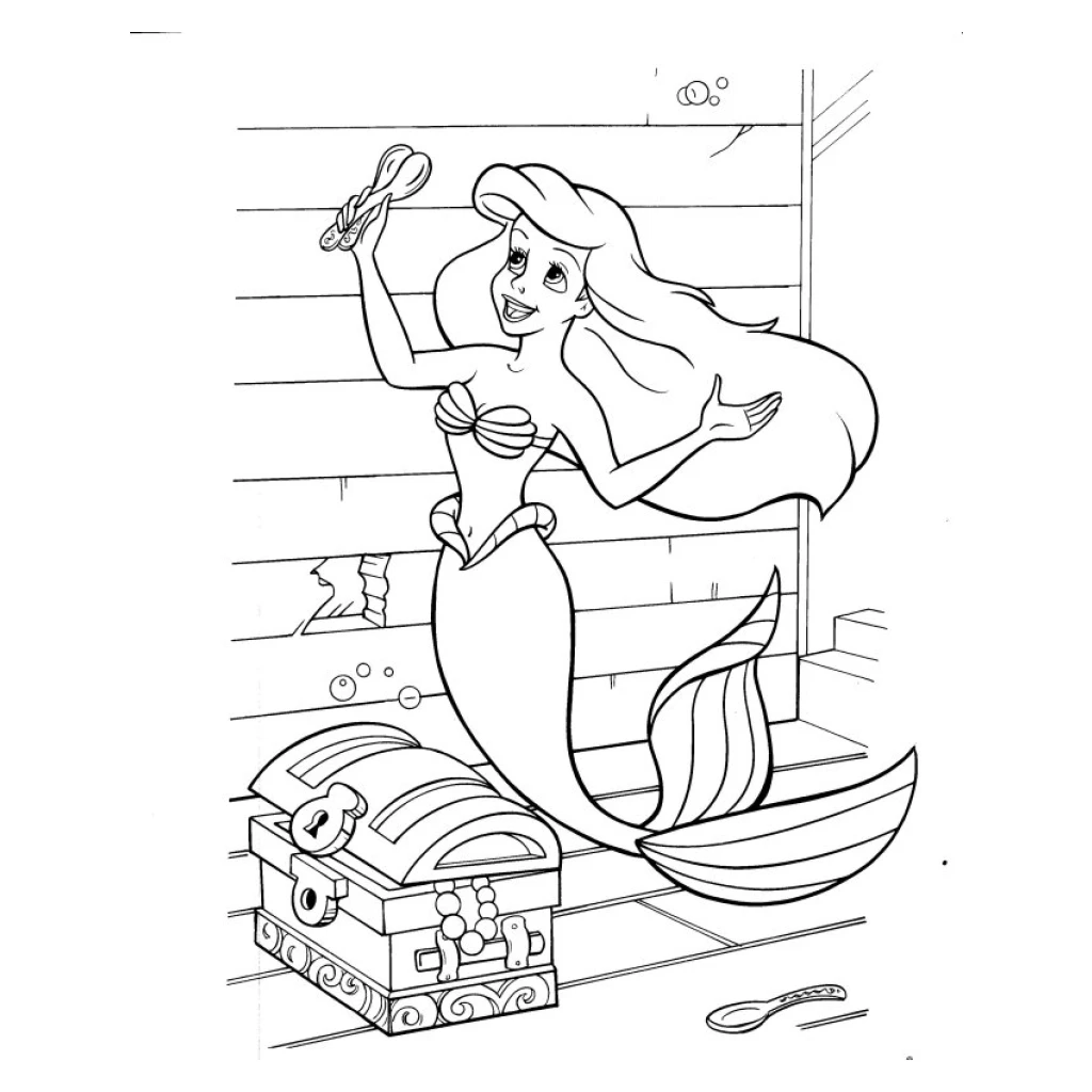 Mermaid coloring page to print for free