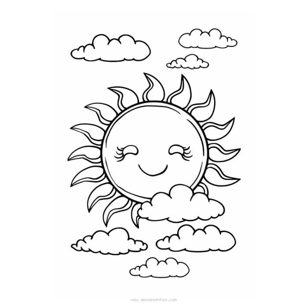 Desenho de Sol Sorridente para colorir e imprimir grátis