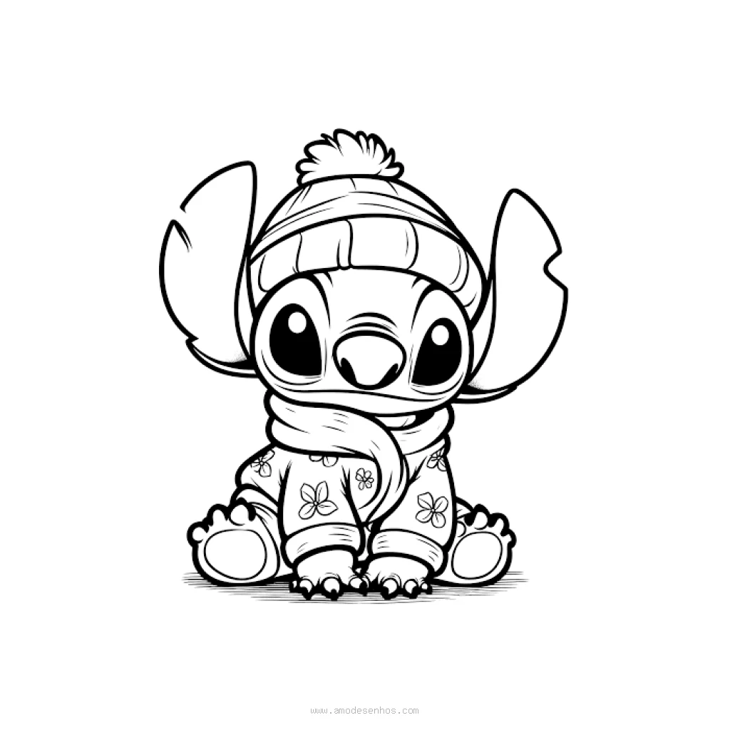 Dibujo de Stitch En Un Suéter Elegante para colorear e imprimir gratis