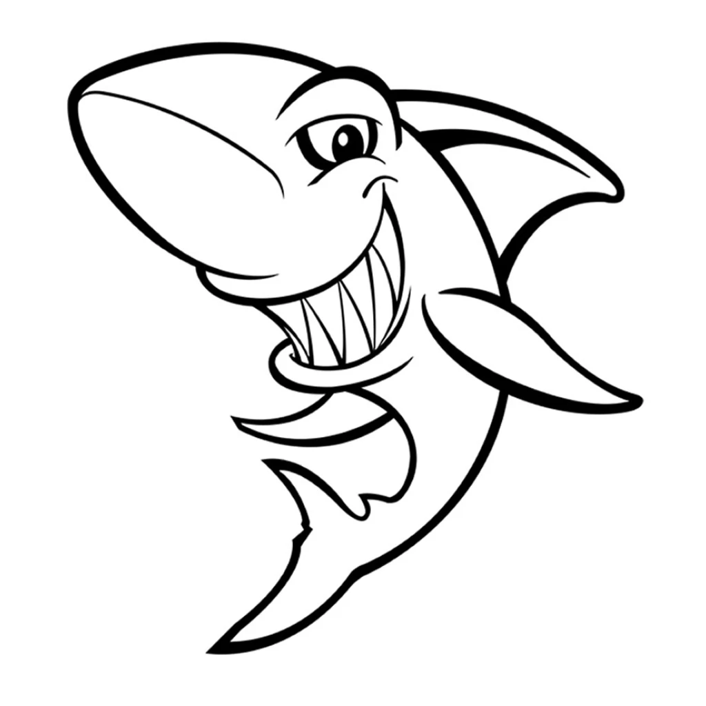 Desenho de Tubarão Divertido para colorir e imprimir grátis