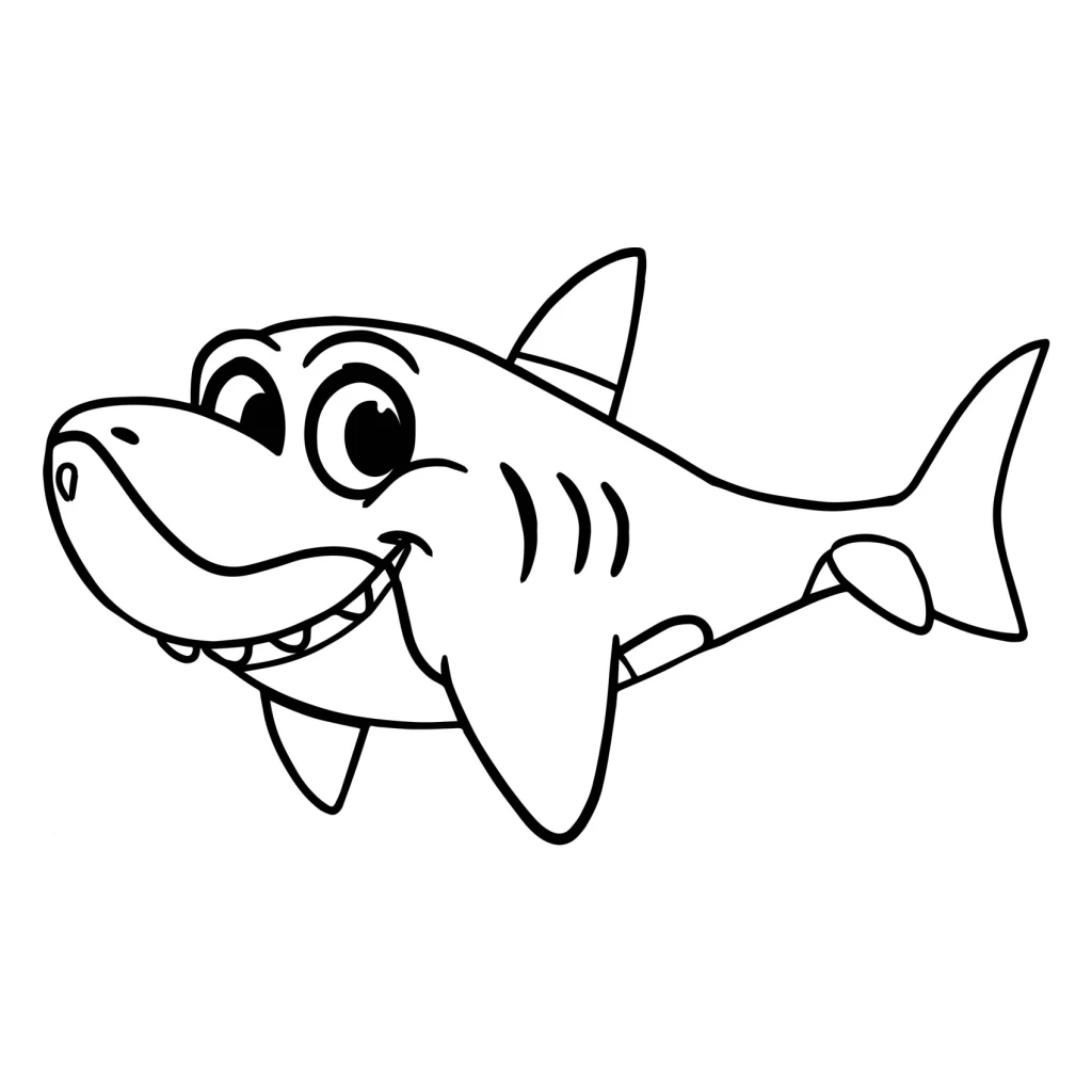 Desenho de Tubarão Divertido para colorir e imprimir grátis