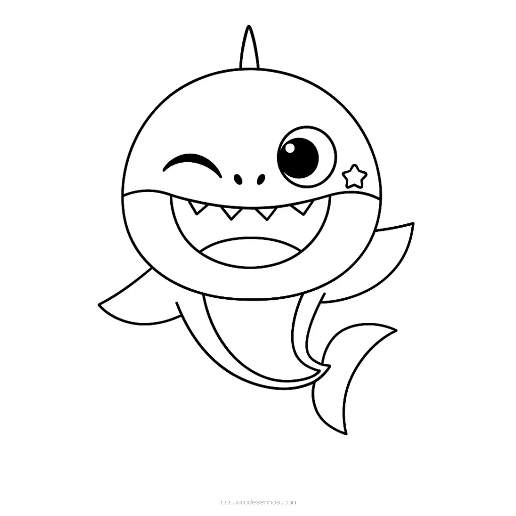 Desenho de Tubarão Divertido para colorir e imprimir grátis