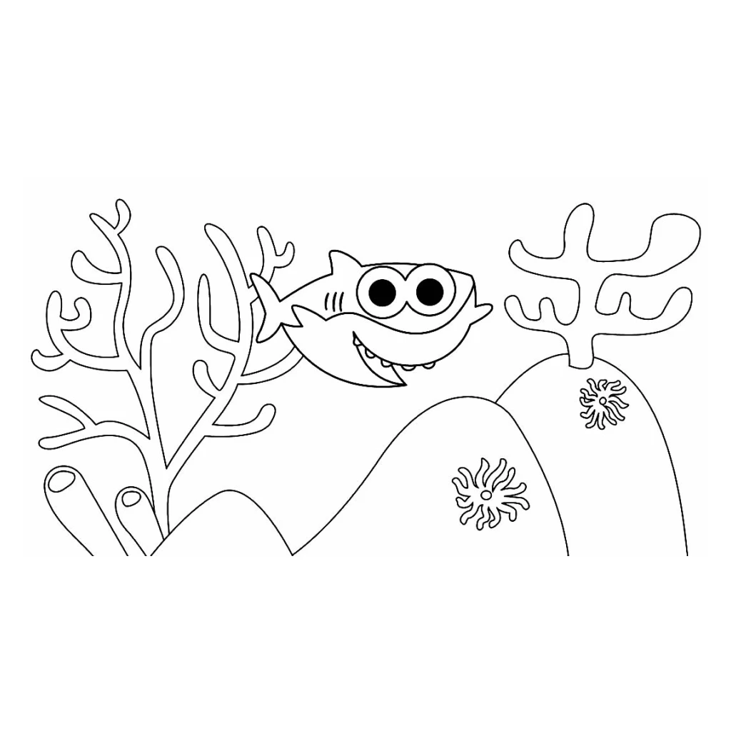 Desenho de Tubarão E Corais para colorir e imprimir grátis