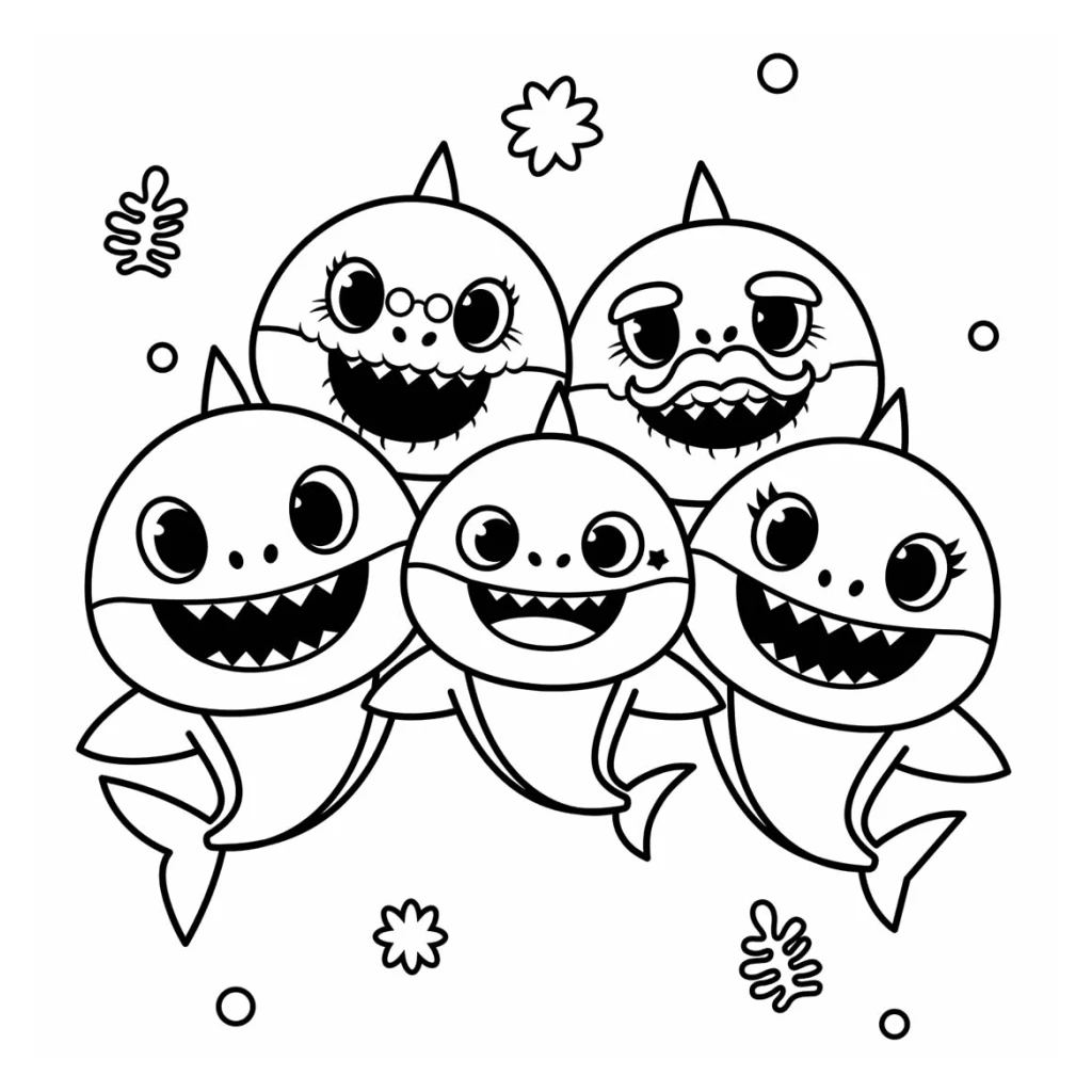 Desenho de Tubarões Divertidos para colorir e imprimir grátis
