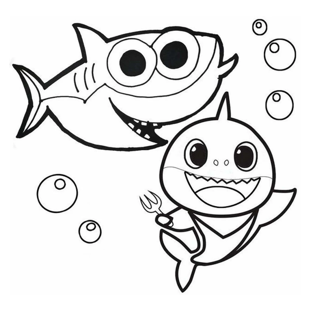 Desenho de Tubarões Divertidos para colorir e imprimir grátis