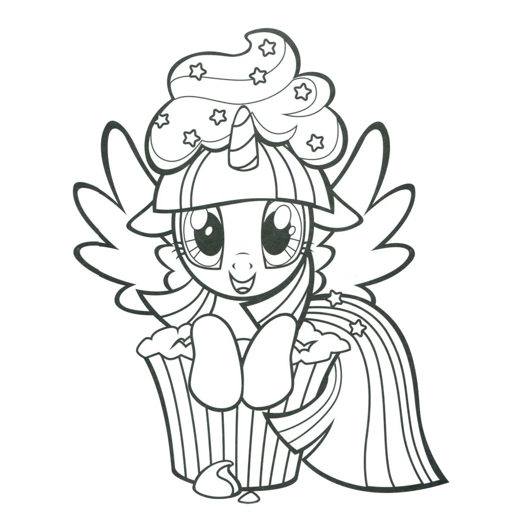 Dibujo de Poni Con Cupcake para colorear e imprimir gratis