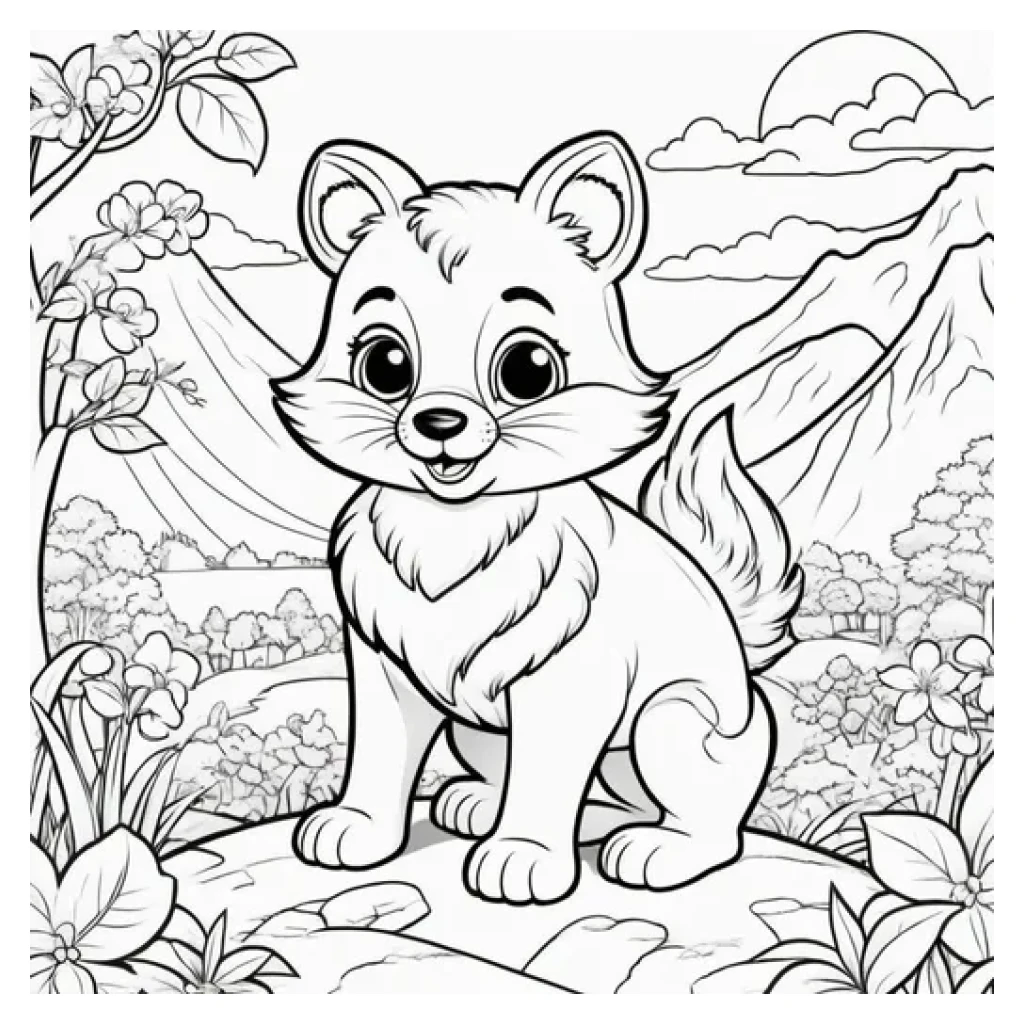 Desenho de Um Lobo Fofo para colorir e imprimir grátis