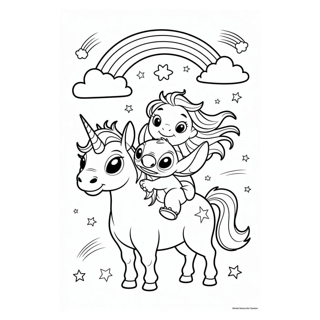 Desenho de Unicórnio E Criança para colorir e imprimir grátis