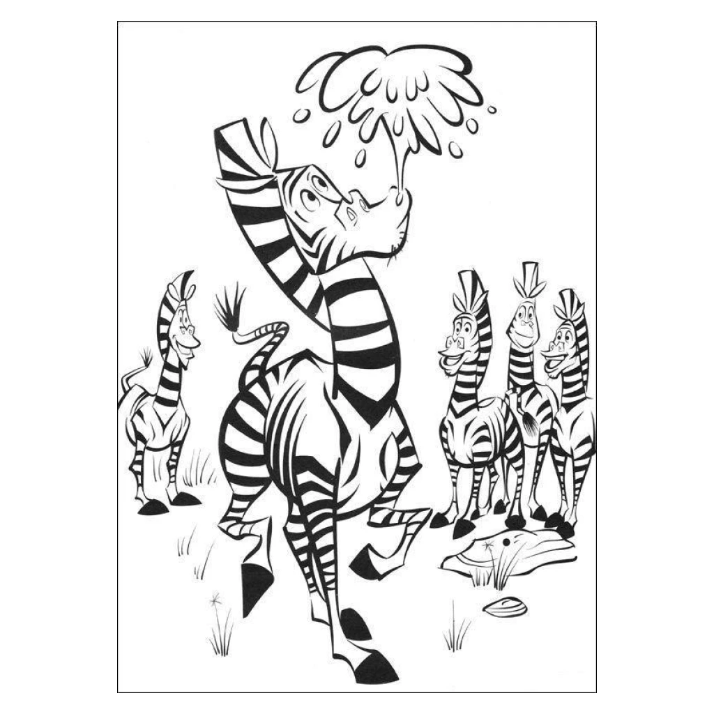 Desenho de Zebra Brincando para colorir e imprimir grátis