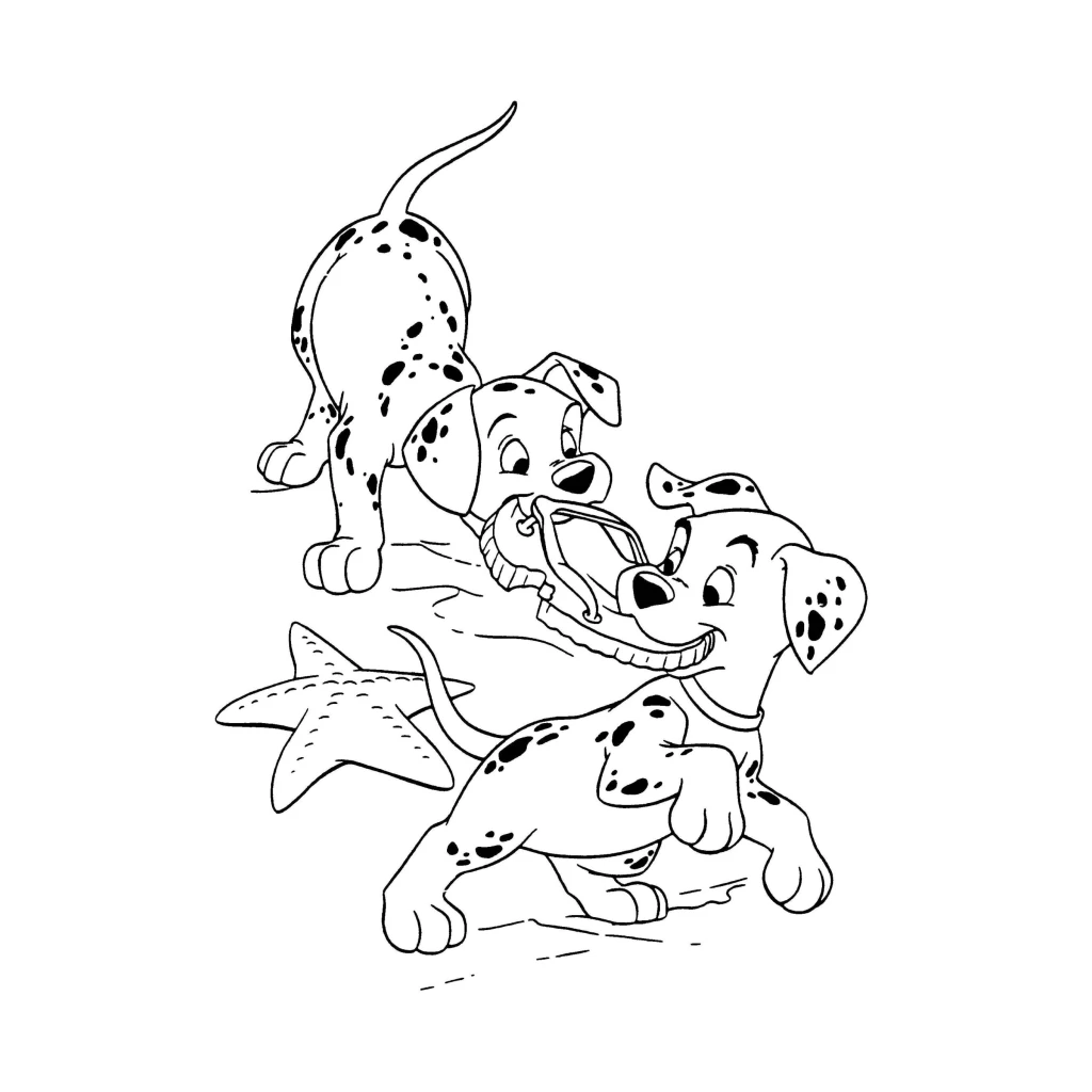 Desenho de Cachorros Brincando para colorir e imprimir grátis