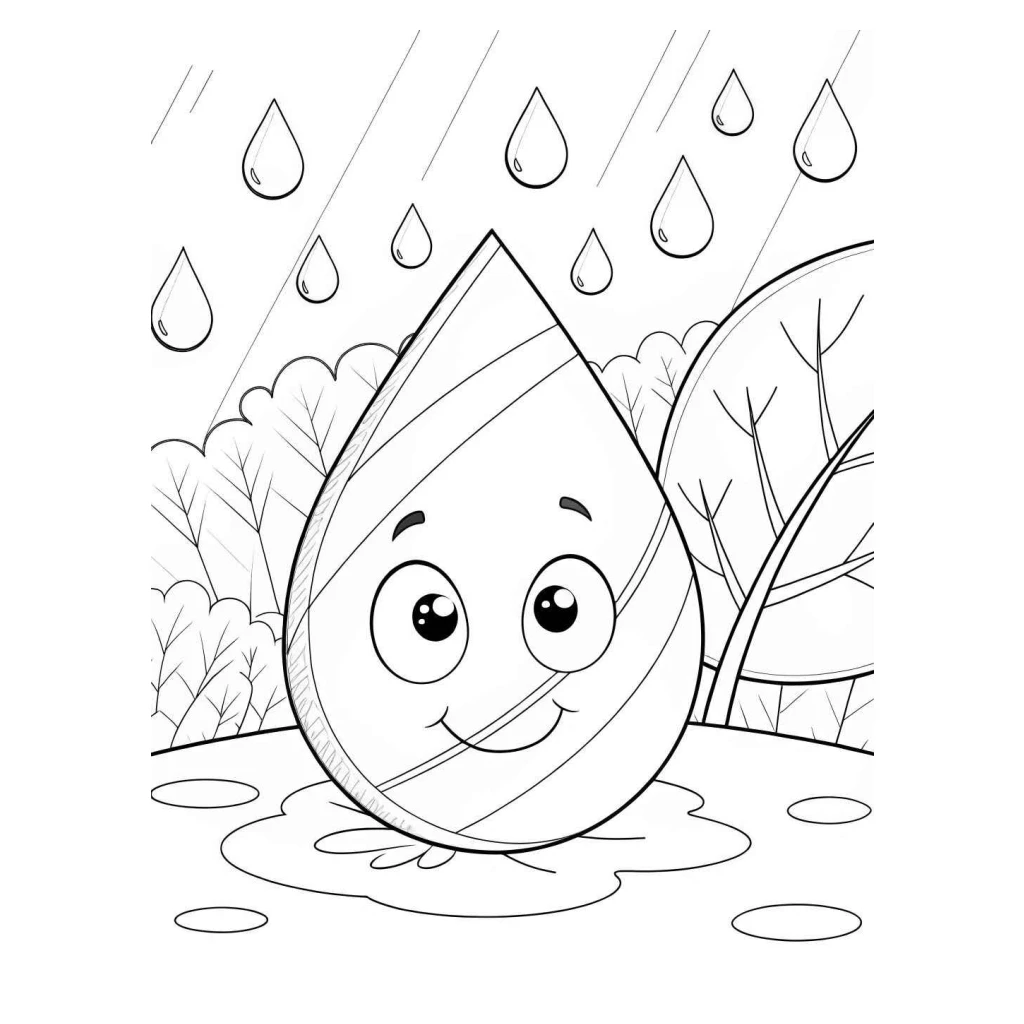 Desenho de Gota De Água Feliz para colorir e imprimir grátis