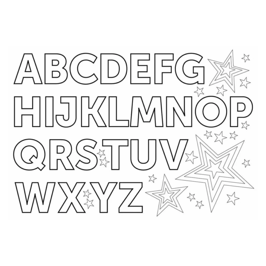 Desenho de Alfabeto Com Estrelas para colorir e imprimir grátis