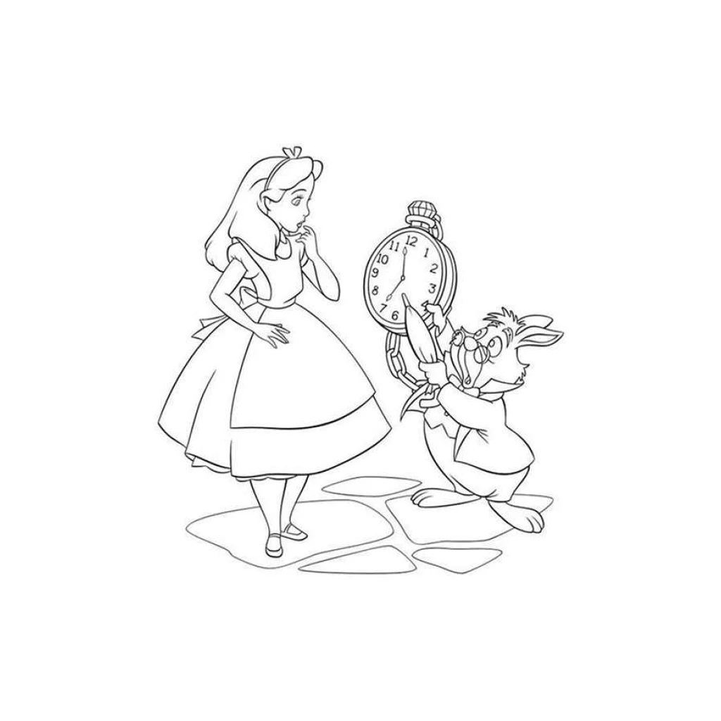 Alice In Wonderland coloring page to print for free