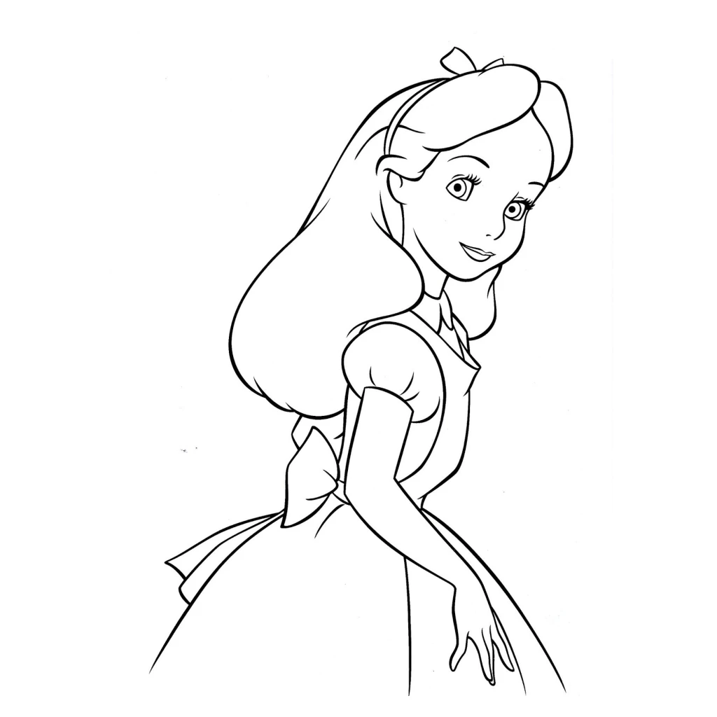 Desenho de Alice No País Das Maravilhas para colorir e imprimir grátis