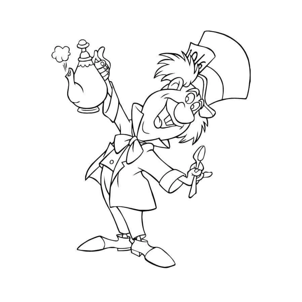 Desenho de Chapeleiro Maluco  Alice No País Das Maravilhas para colorir e imprimir grátis