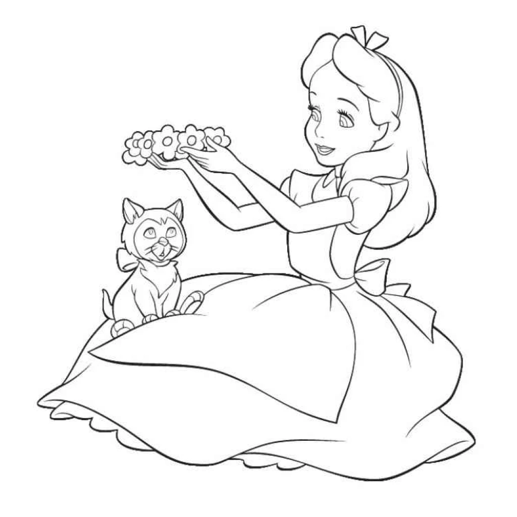Desenho de Alice No País Das Maravilhas para colorir e imprimir grátis