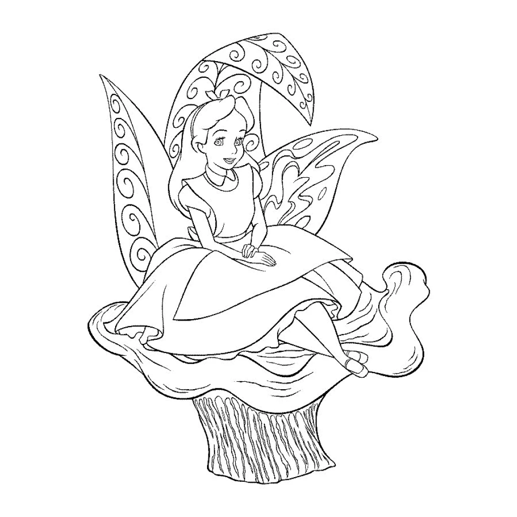 Alice In Wonderland coloring page to print for free