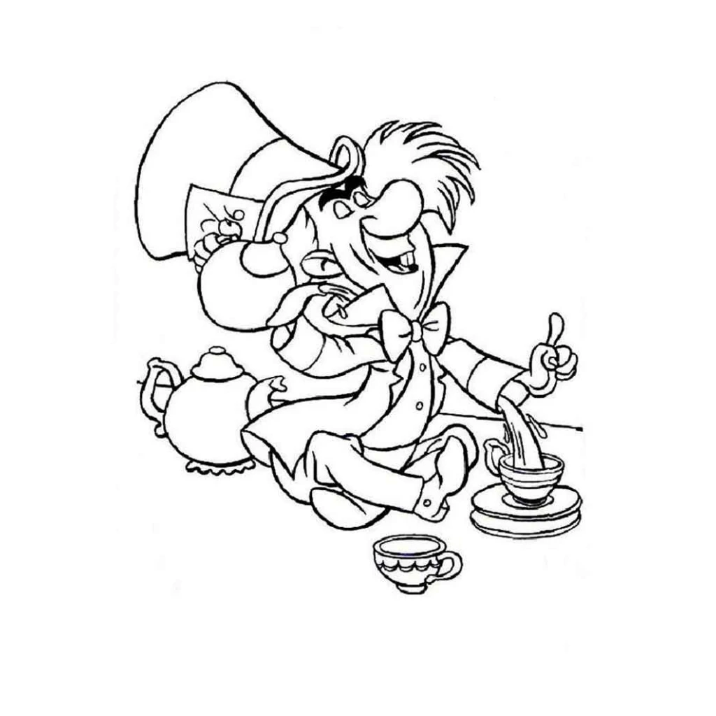Mad Hatter coloring page to print for free