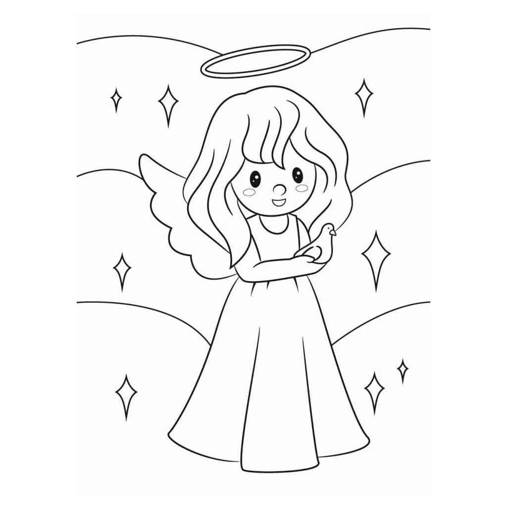 Desenho de Anjo para colorir e imprimir grátis
