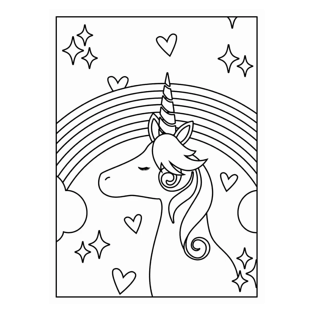 Desenho de Unicórnio Com ArcoÍris para colorir e imprimir grátis