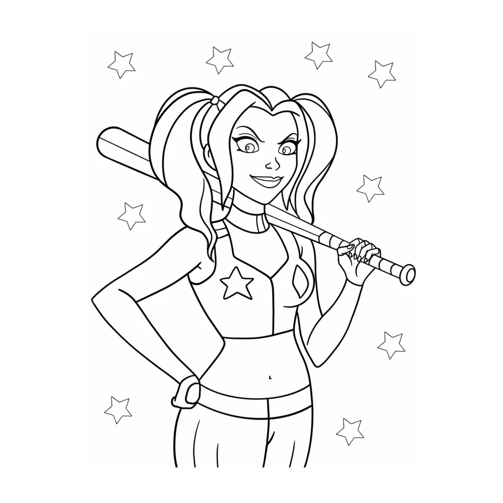 Dibujo de Harley Quinn para colorear e imprimir gratis