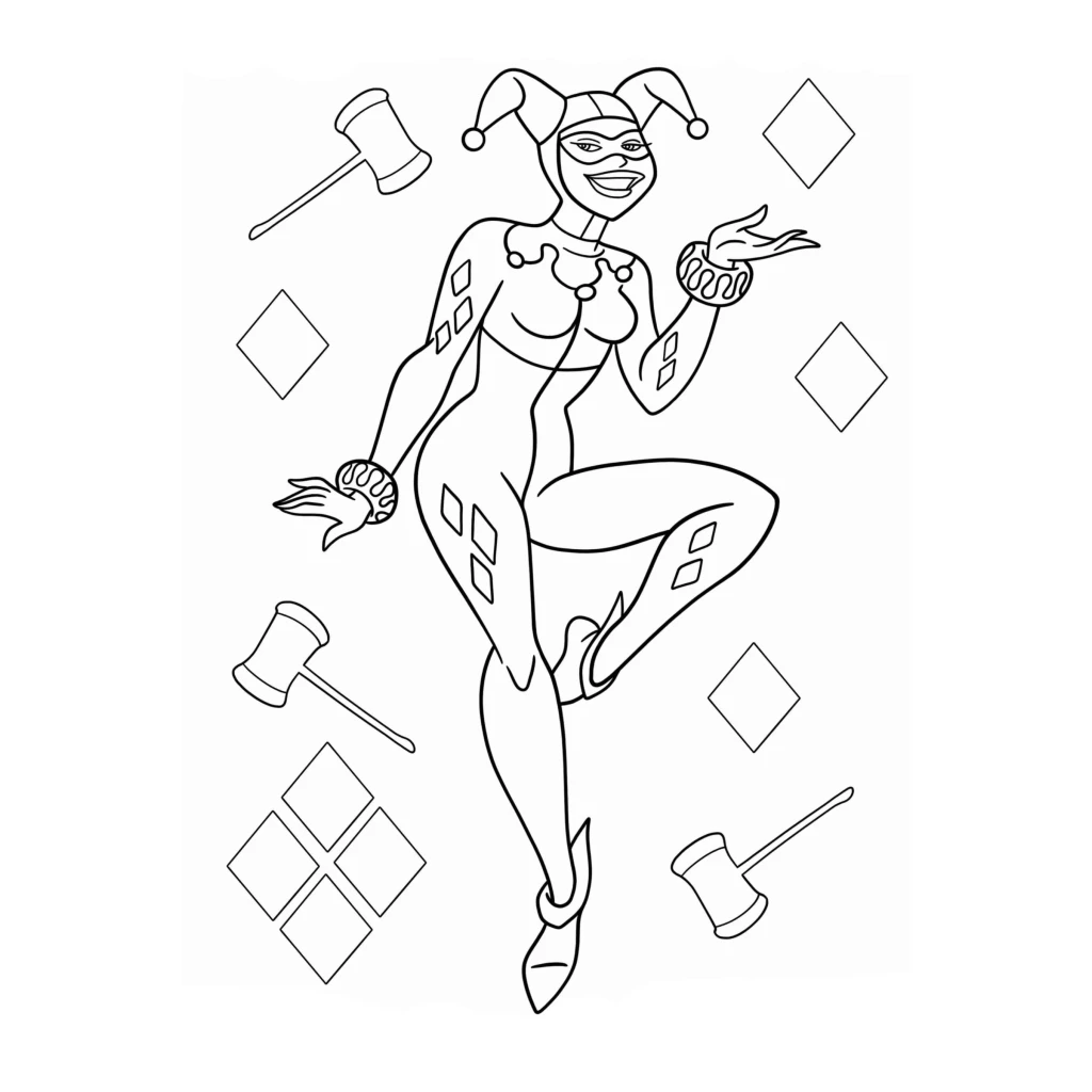 Harley Quinn coloring page to print for free