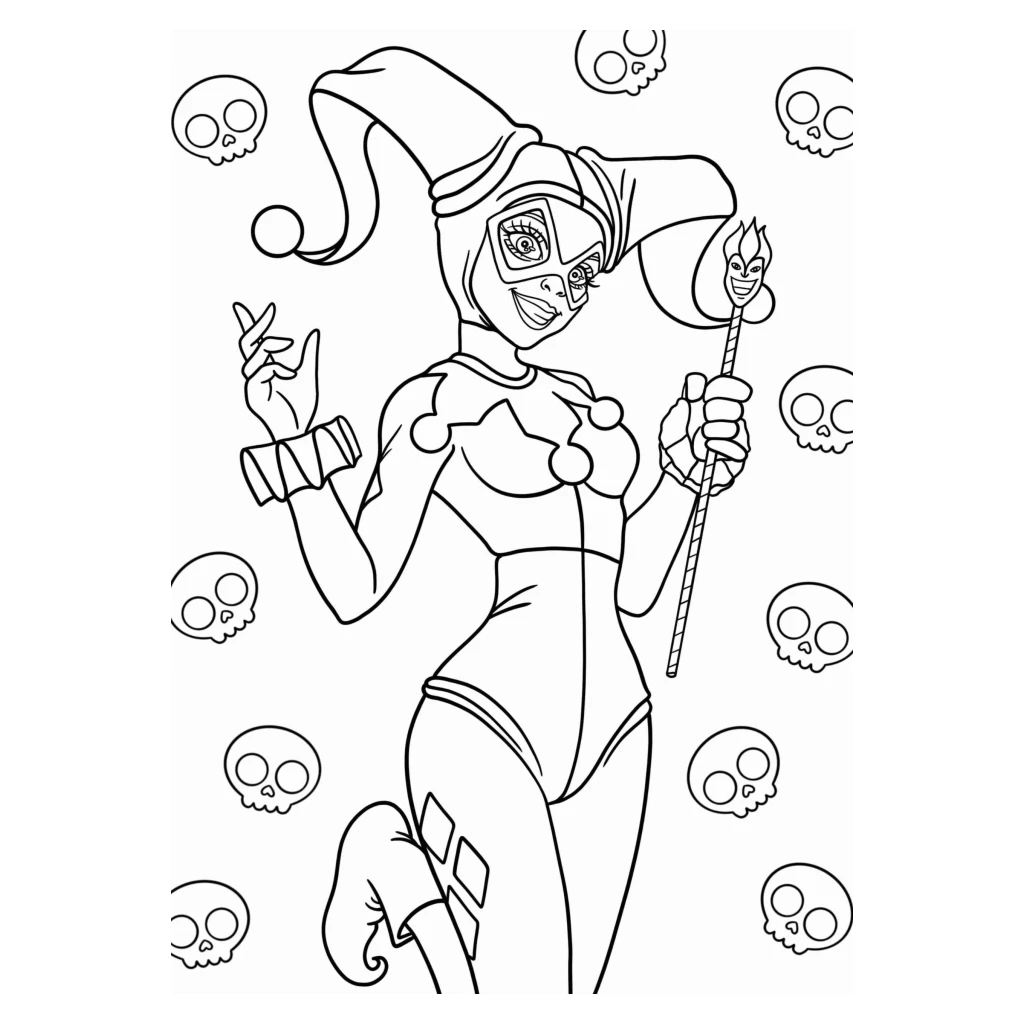 Harley Quinn coloring page to print for free