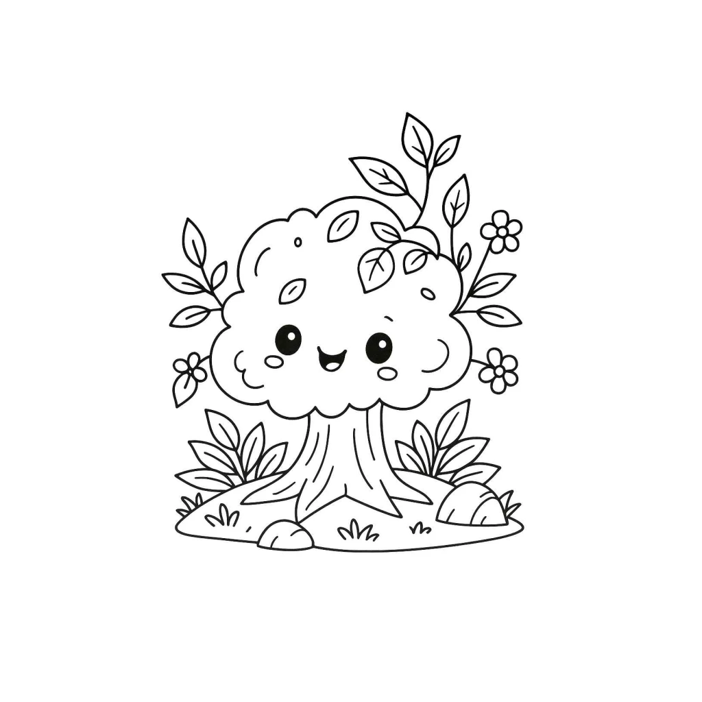 Desenho de Árvore Divertida para colorir e imprimir grátis