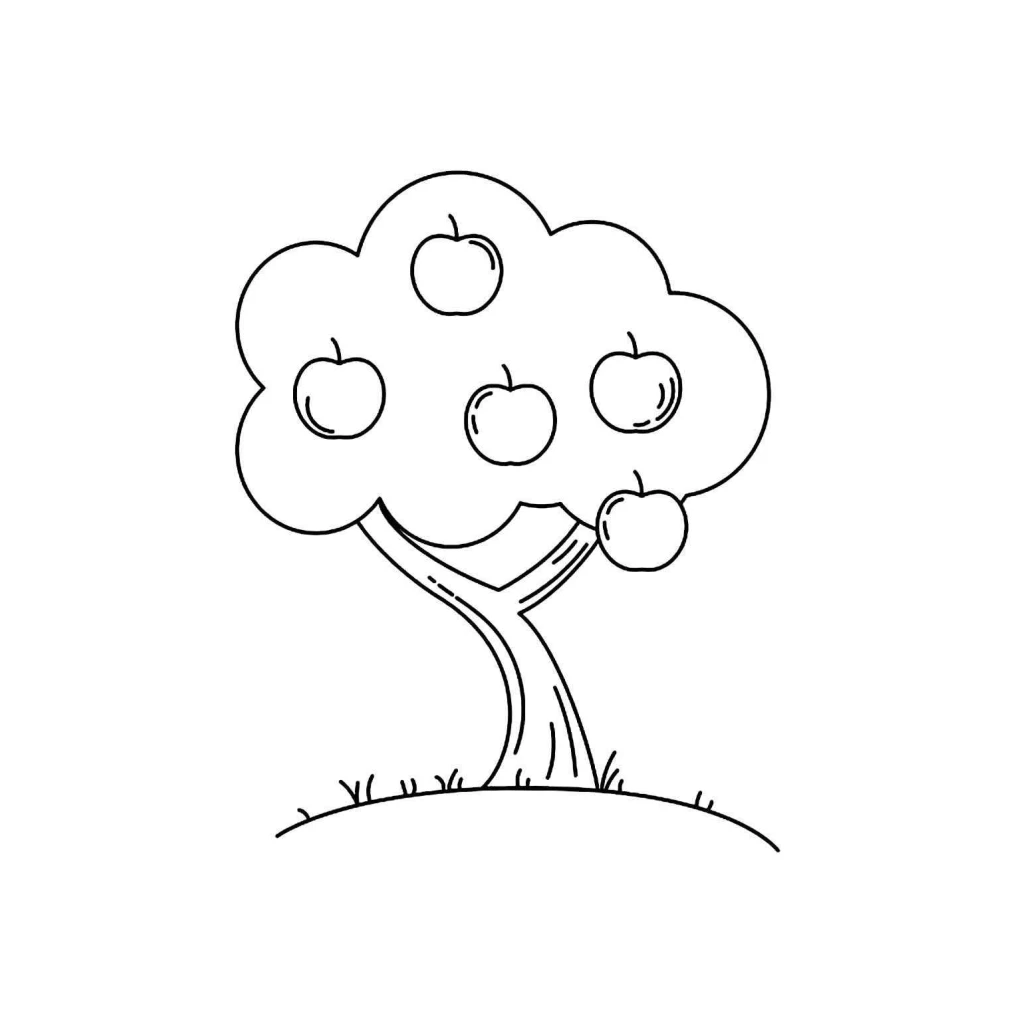 Desenho de Árvore Com Maçãs para colorir e imprimir grátis