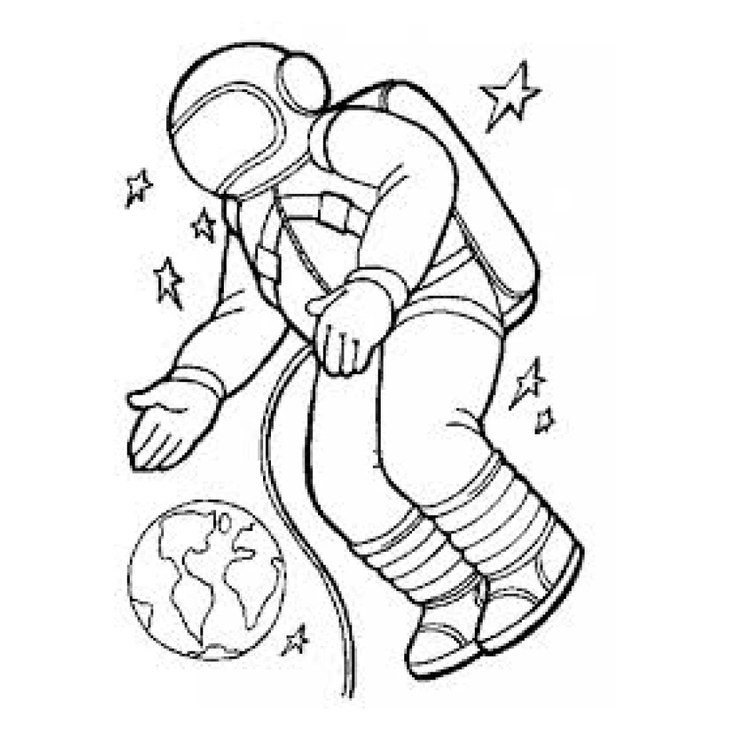Desenho de Astronauta No Espaço para colorir e imprimir grátis