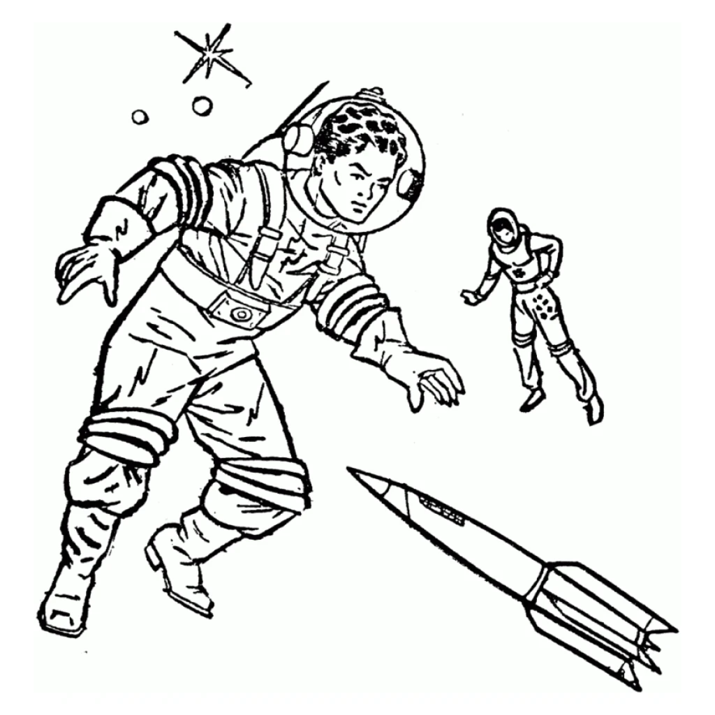 Desenho de Astronautas No Espaço para colorir e imprimir grátis