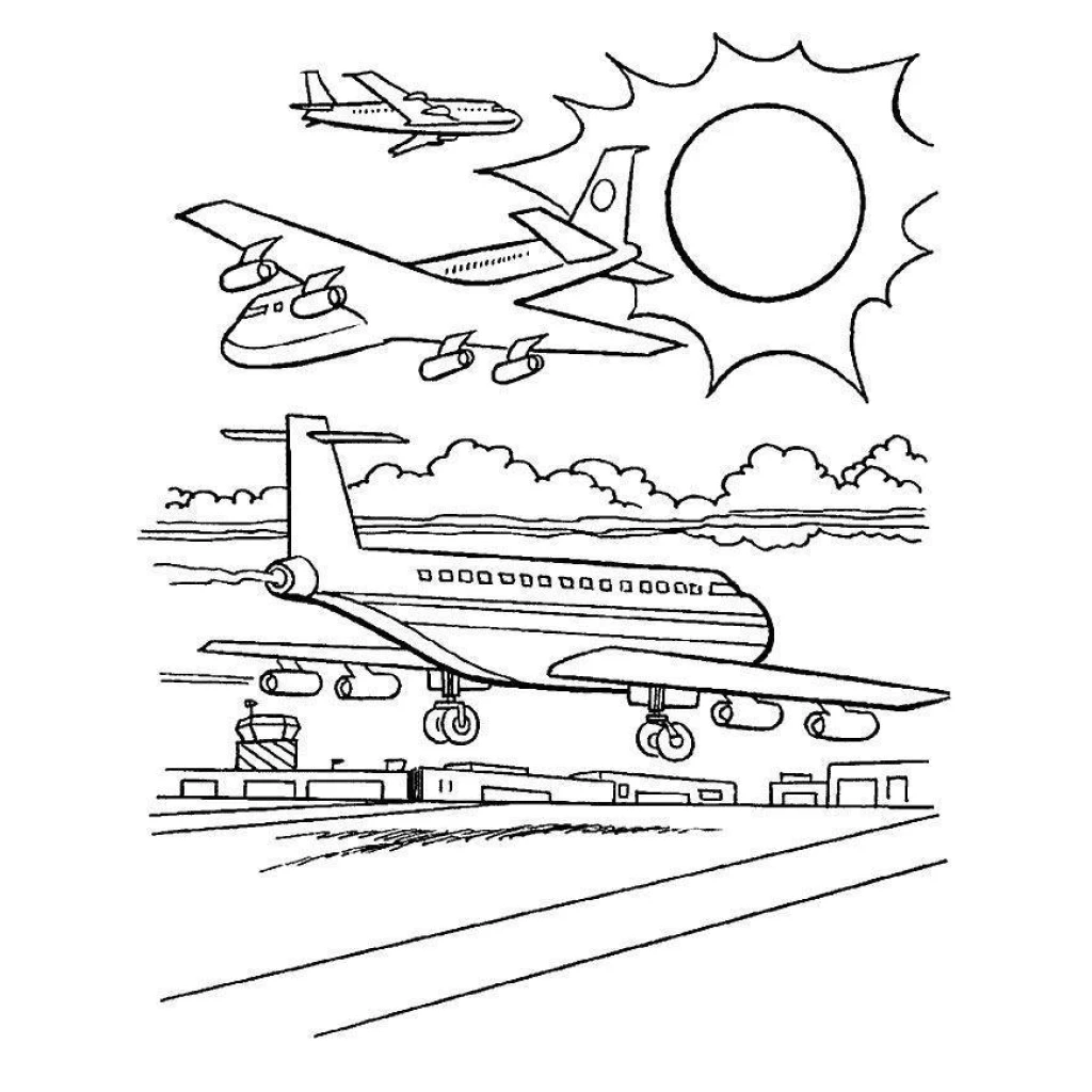 Desenho de Aviões Em Voo para colorir e imprimir grátis