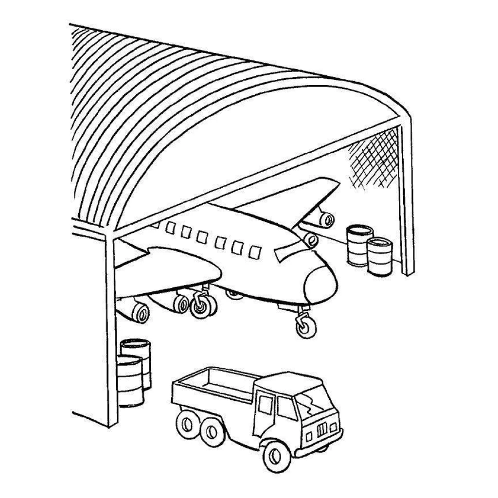 Desenho de Avião E Caminhão para colorir e imprimir grátis