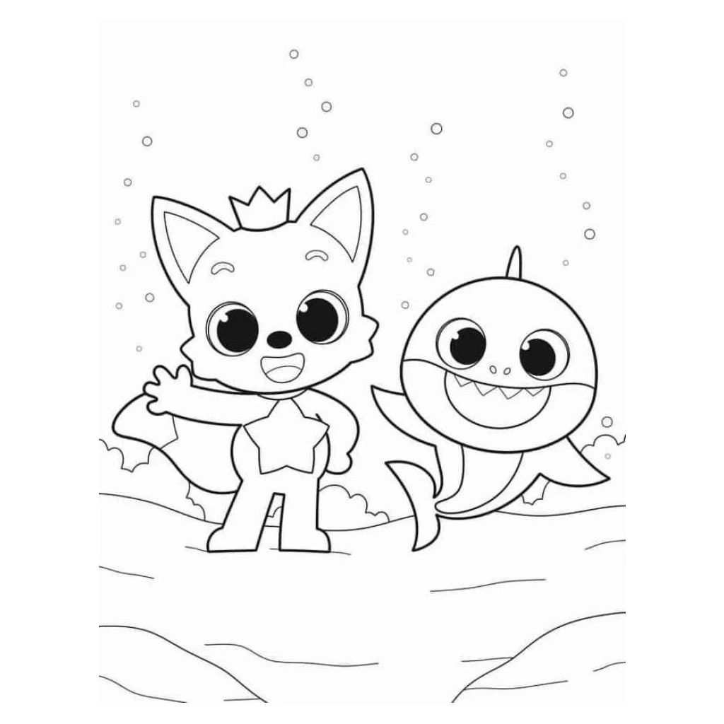 Desenho de Tubarão Baby Shark E Amigo para colorir e imprimir grátis