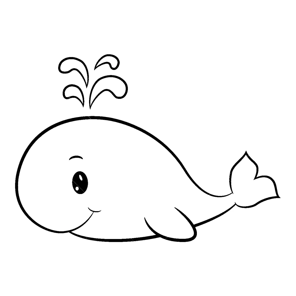 Desenho de Baleia Feliz para colorir e imprimir grátis