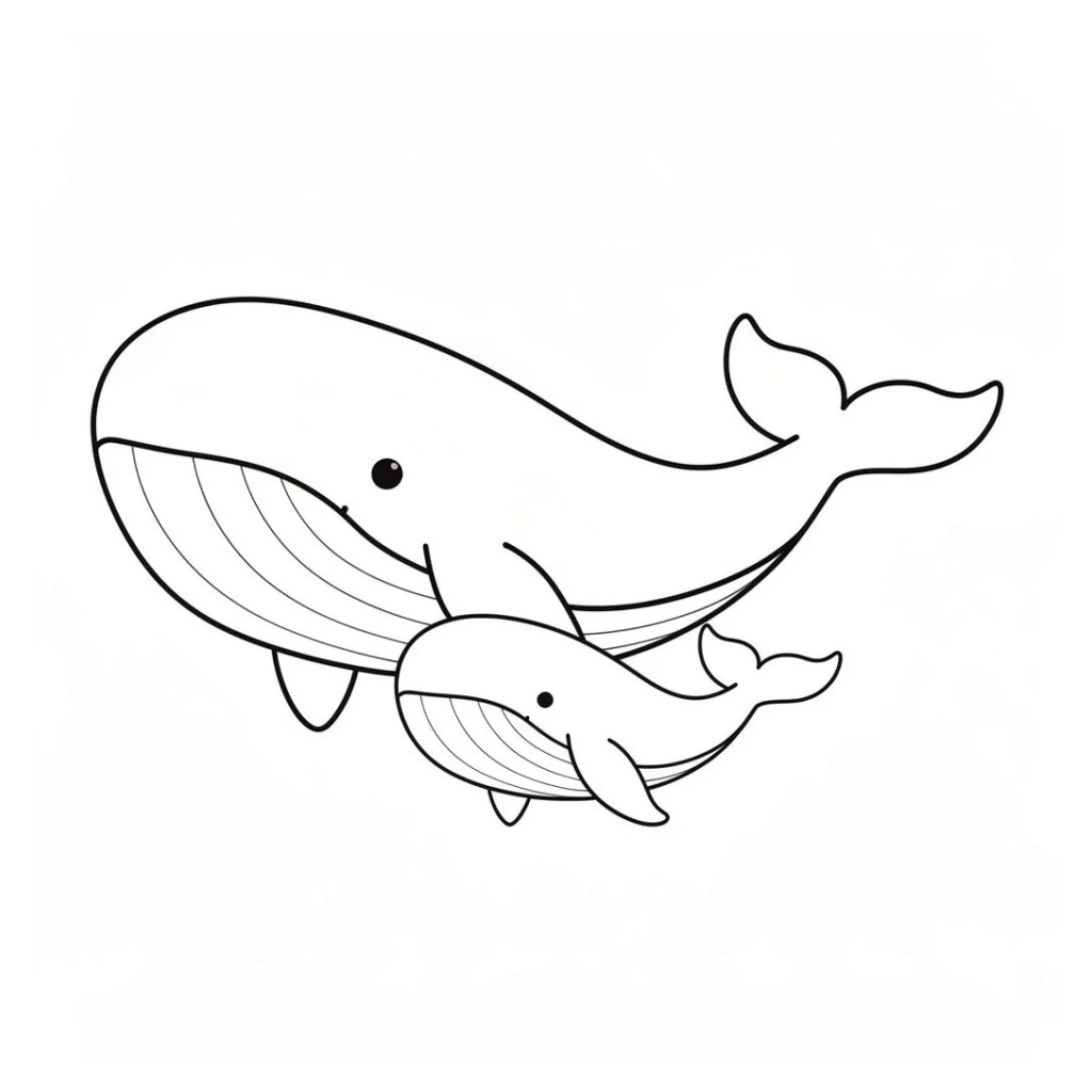 Desenho de Baleias E Seu Filhote para colorir e imprimir grátis