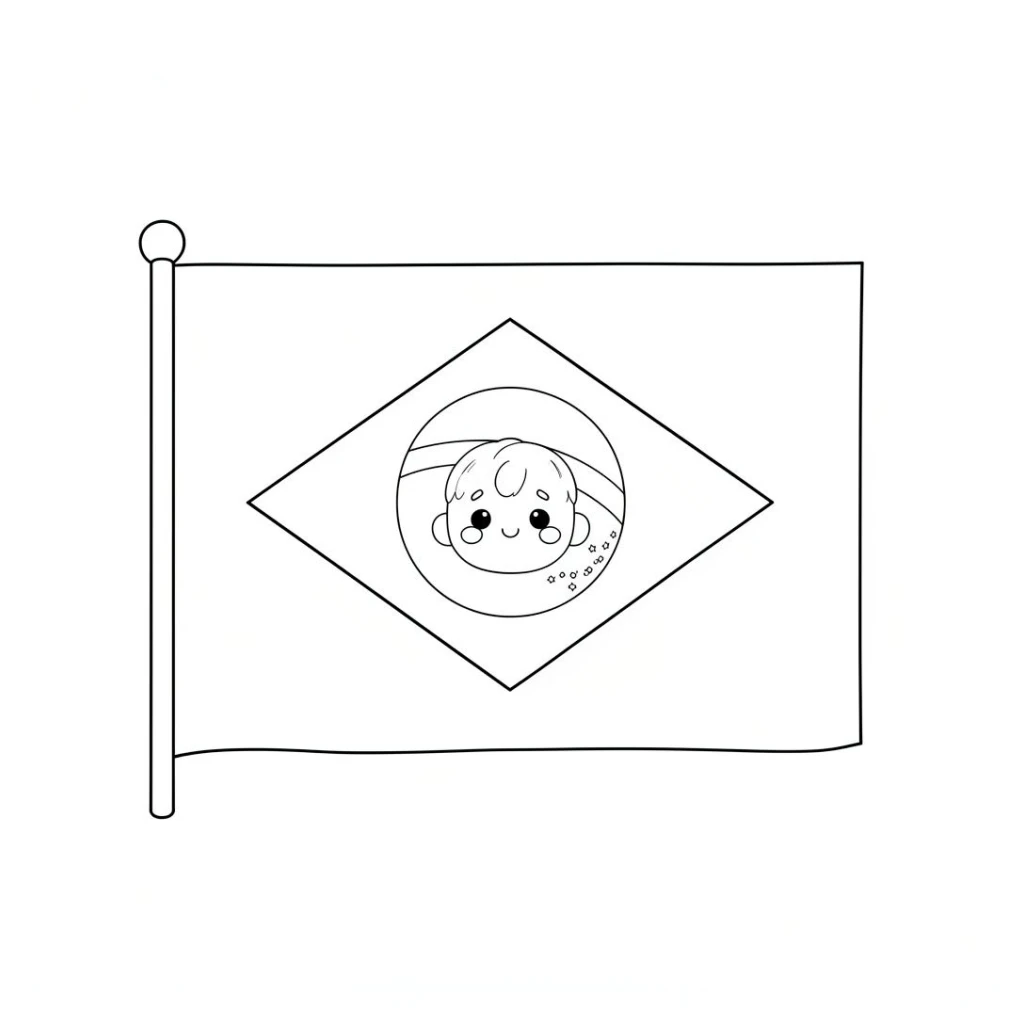 Desenho de Bandeira Do Brasil Com Um Toque Divertido para colorir e imprimir grátis