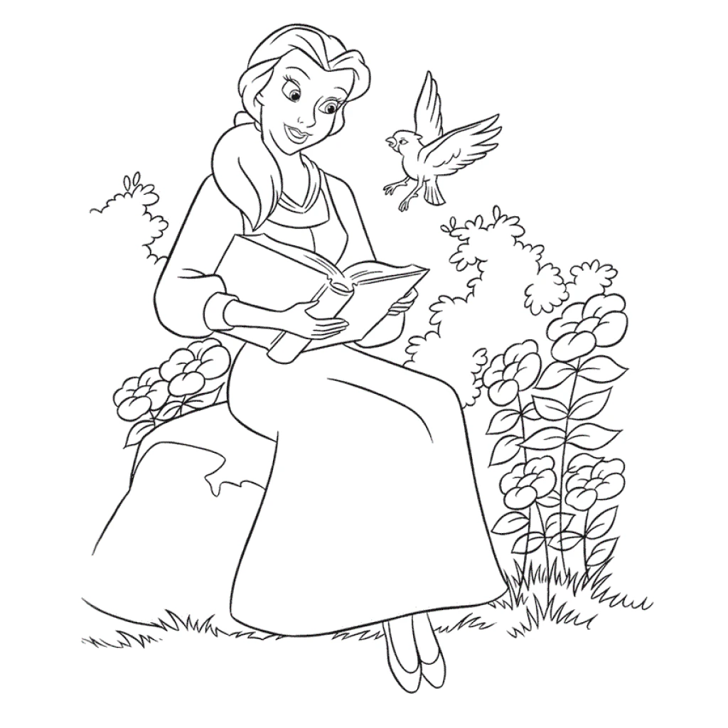 Desenho de Bela E A Fera para colorir e imprimir grátis