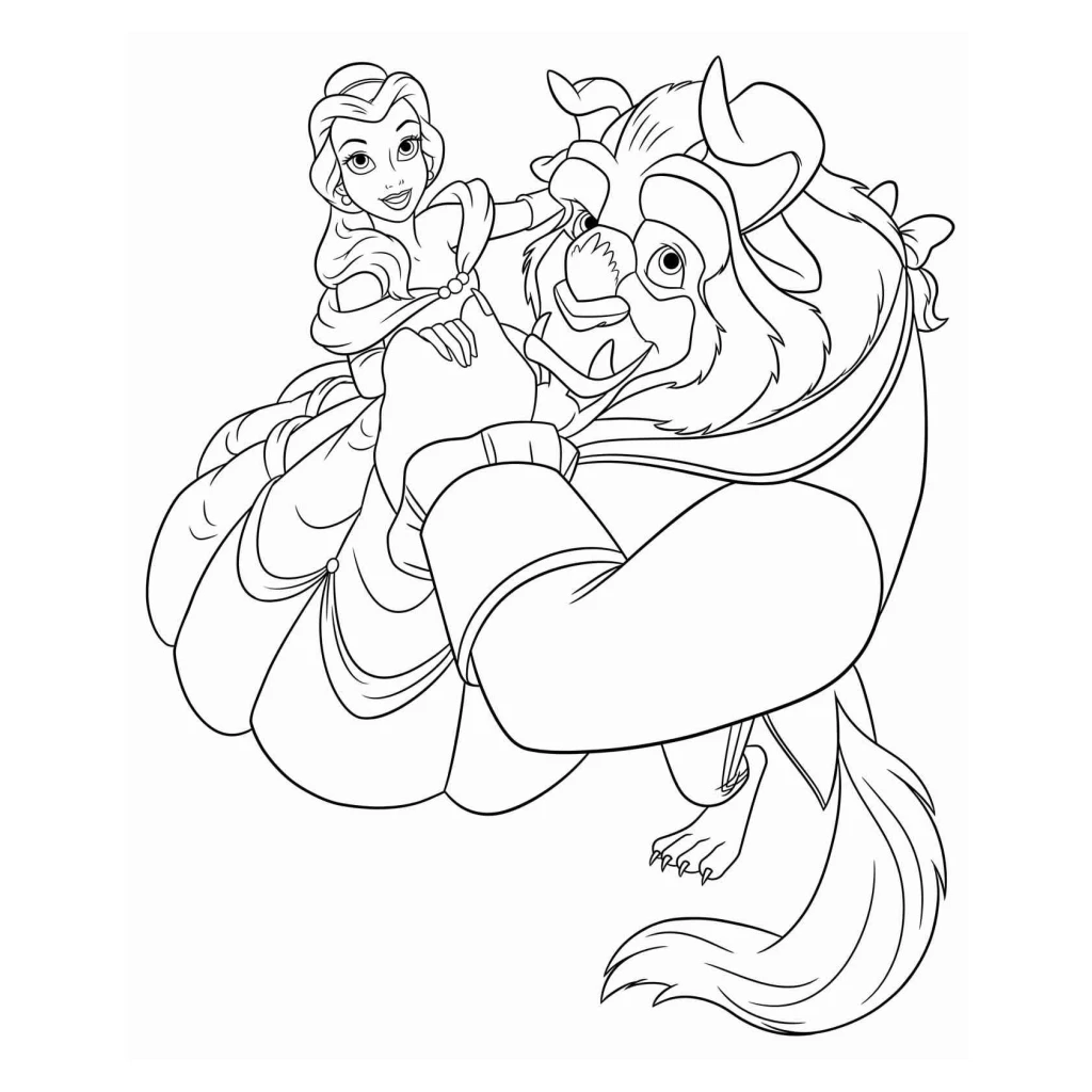 Desenho de A Bela E A Fera para colorir e imprimir grátis