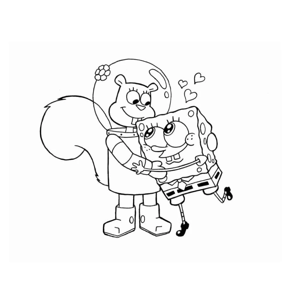 Desenho de Bob Esponja E Sandy Bochechas para colorir e imprimir grátis